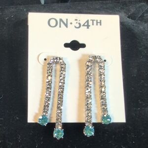 Geometric Silver and Blue Drop Earrings